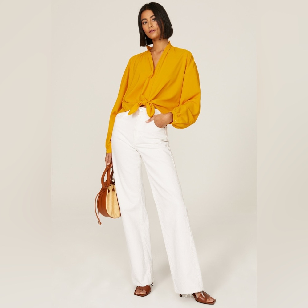 TOME Size Small Yellow Tie Front Shirt